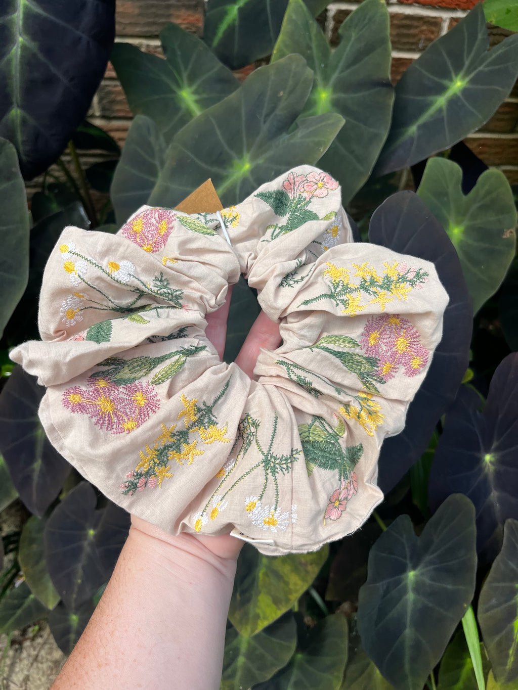 Embroidered Herb Scrunchie