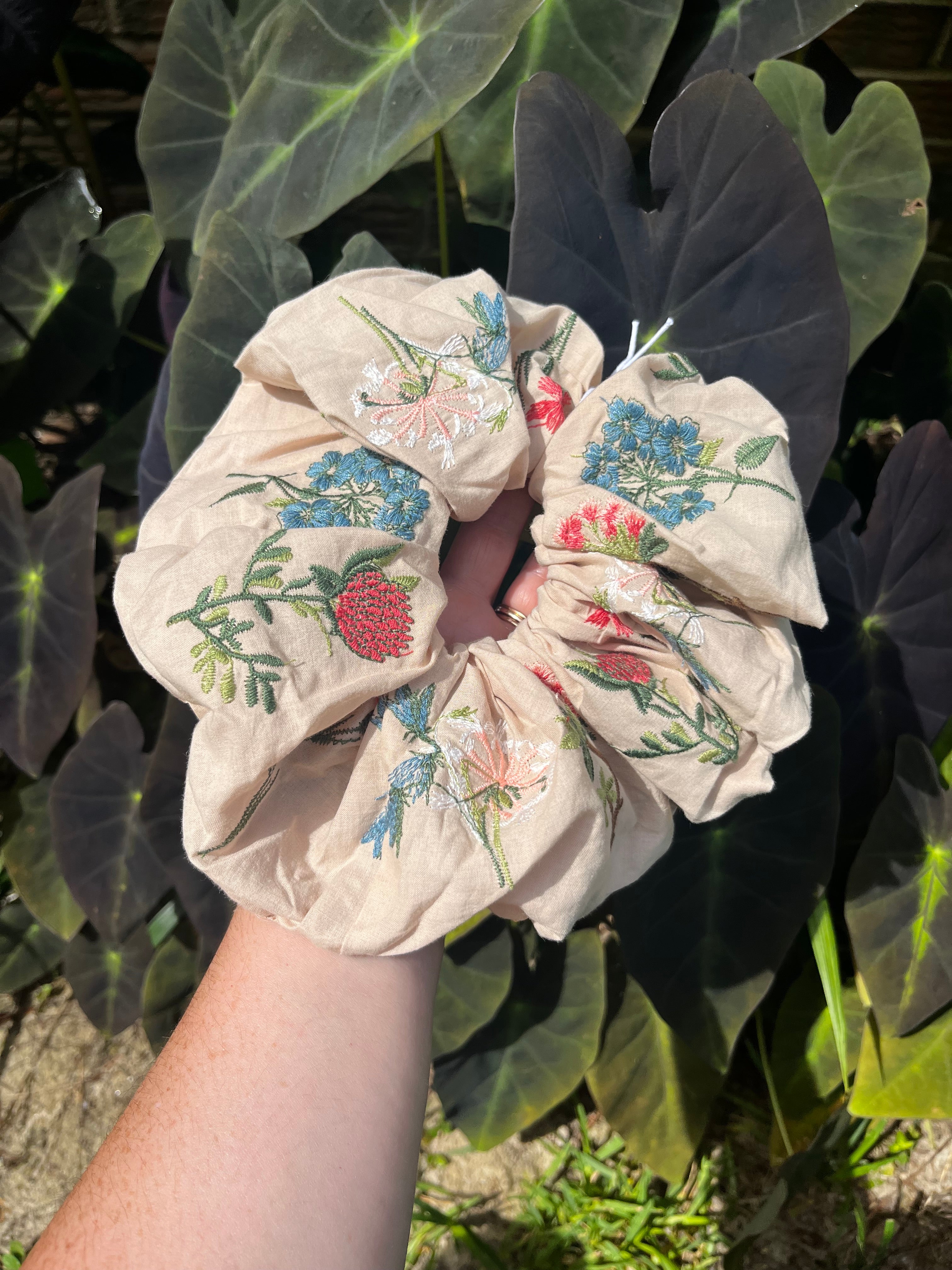 Embroidered Herb Scrunchie