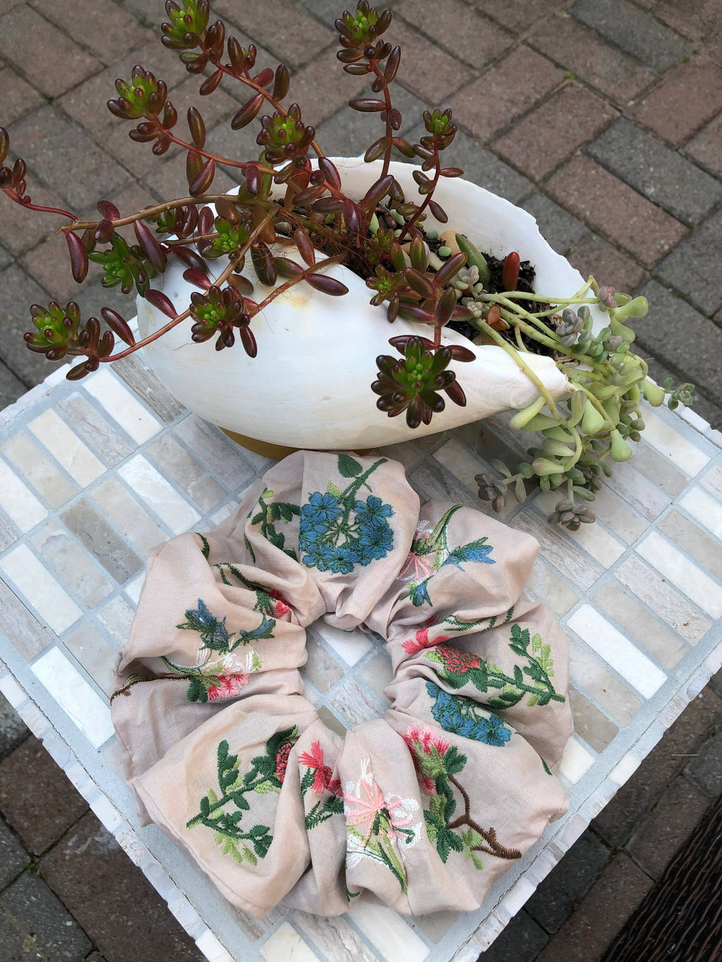 Embroidered Herb Scrunchie