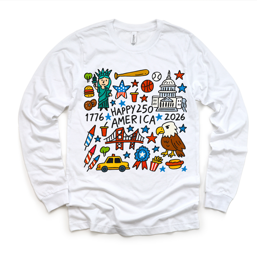 Happy 250 America Kids Shirt – Patriotic 4th of July Tee – USA 250th Birthday Toddler Shirt (2026): Natural Short Sleeve Tee / 18 Month