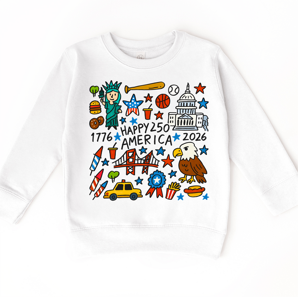 Happy 250 America Kids Shirt – Patriotic 4th of July Tee – USA 250th Birthday Toddler Shirt (2026): Natural Short Sleeve Tee / 12 Month